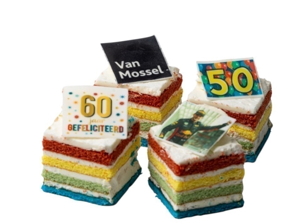 Regenboog petit four + afbeelding